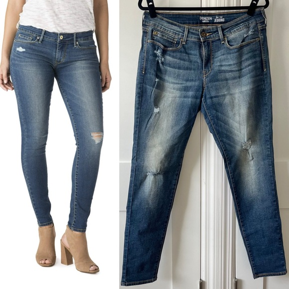 Levi’s Denizen Low-Rise Distressed Jeggings Skinny Jeans Medium Wash Sz 13 - Picture 1 of 15